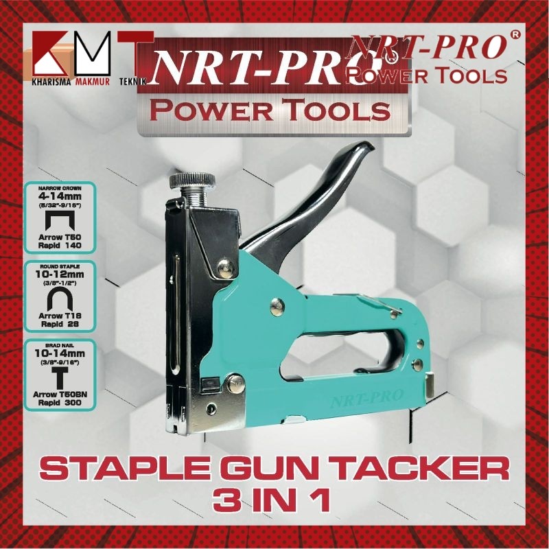 

STAPLER GUN TACKER / STAPLES PAKU TEMBAK MANUAL HAND TRACKER 3 in 1 NRT-PRO