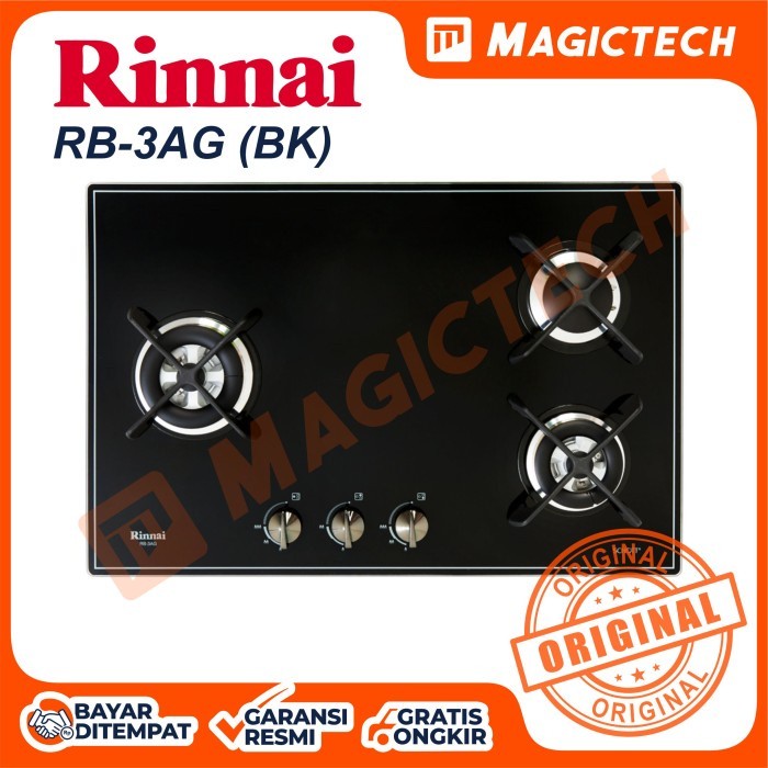 KOMPOR TANAM RINNAI 3 TUNGKU RB-3AG(BK) - HITAM KACA