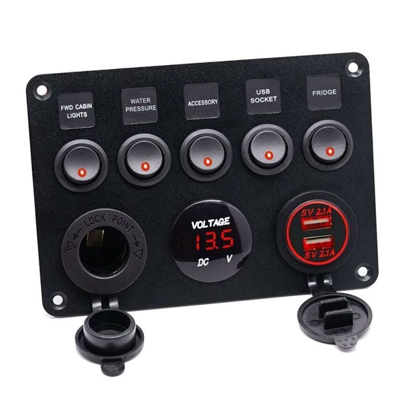 Panel Saklar Mobil Universal 12v 24v Paket Saklar Lampu 5 Tombol