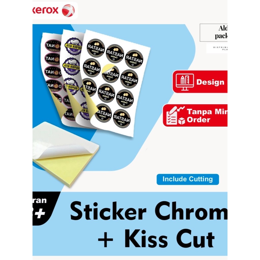 

Cetak Sticker A3+ Chromo / Bontak / Vinyl Include Cutting - Cetak Stiker Label / Logo/ Sticker