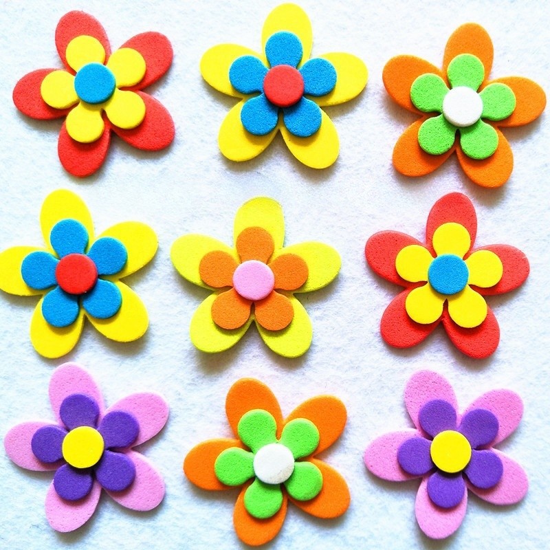 

40 pcs Eva Foam Craft 3d Dekorasi Busa Blackboards 3d Foam Craft Bunga Warna-Warni Kerajinan Tangan Anak Tk Blackboard Dekorasi