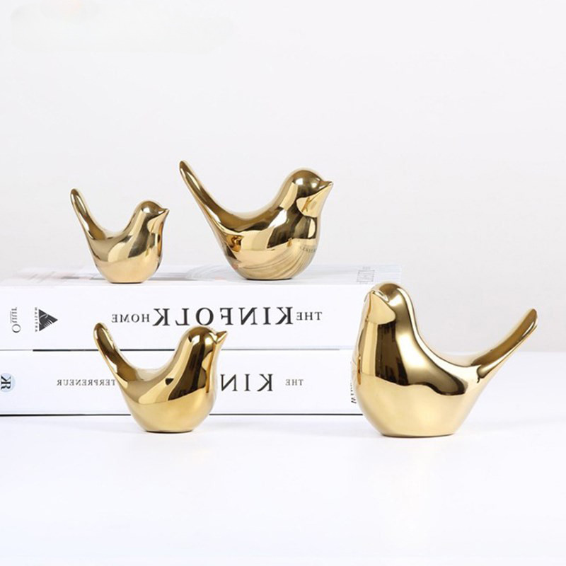

Bird Figurine 4 Sizes Nordic Ceramic Gold Animal Statue Jewelry Home Decoration Living Room Table Decoration Sculpture Ornament