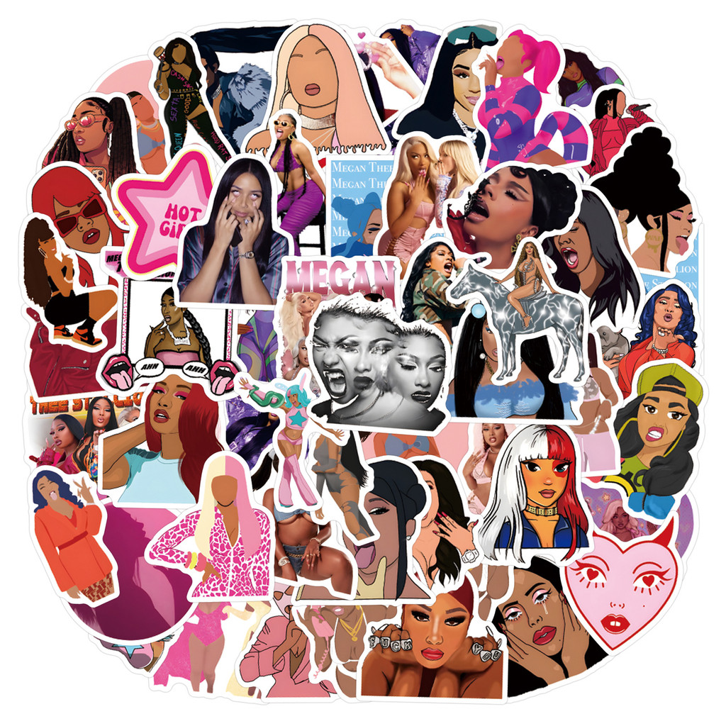 

55pcs Megan Thee Stallion Decorative Water Cup Computer Waterproof Sticker
