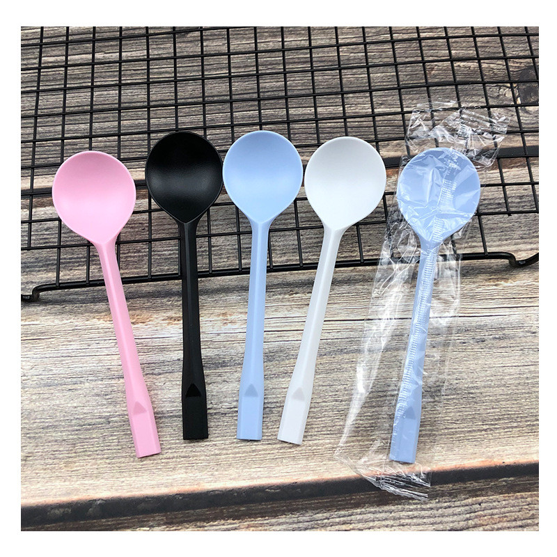 

Dessert Disposable Spoons Individually Packed Fruit Fishing Plastic Spoon Long Handle Takeaway Spoon S1193