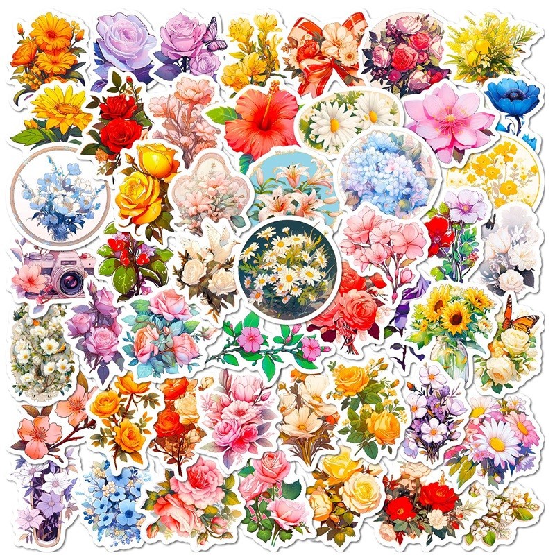 

10/30/50PCS Vintage Rose PVC Sticker Aesthetic Children's Decoration Scrapbooking Korean Stationery School Supplies for Kids