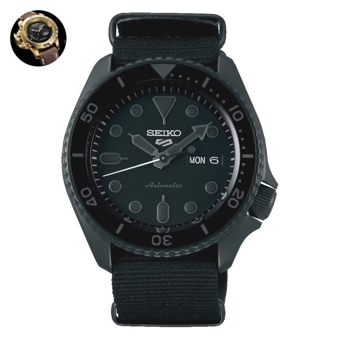 Jam Tangan Pria Seiko 5 SRPD79K1 SRPD79 Automatis Black Dial Strap Nylon