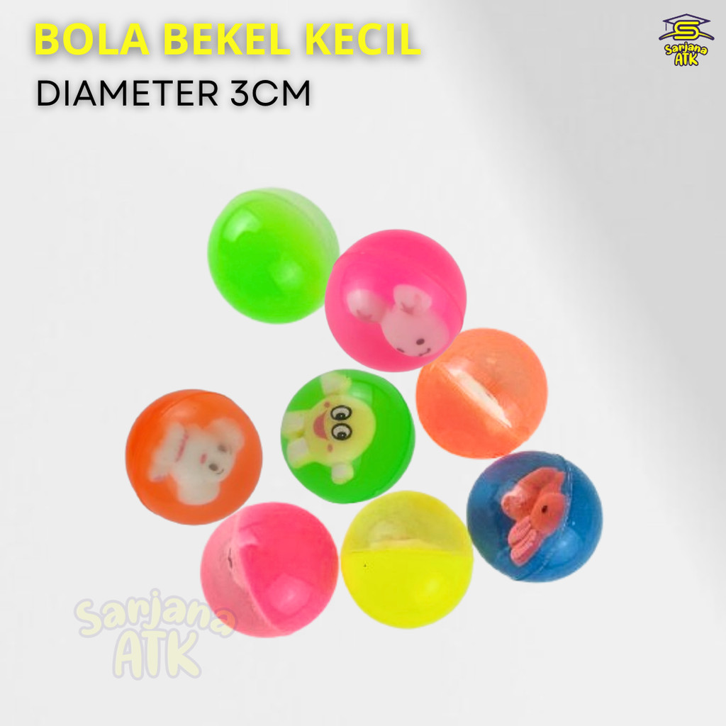 Bola Bekel Kecil / Bola Bekel Warna Transparan / Bola Bekel Karakter Diameter 3Cm