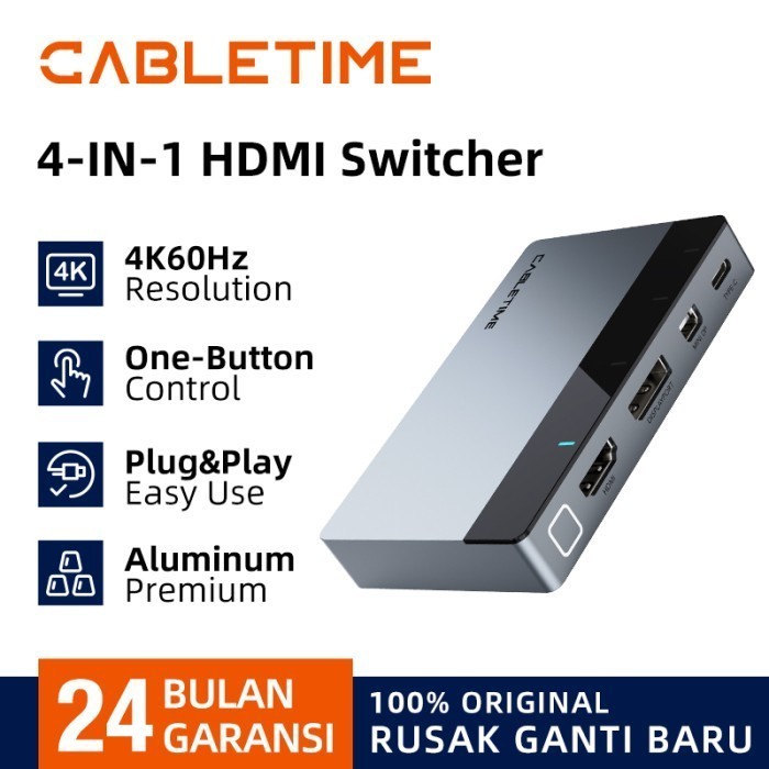 CABLETIME Switcher HDMI Multiport HUB 4-In-1 4K for HDTV Premium