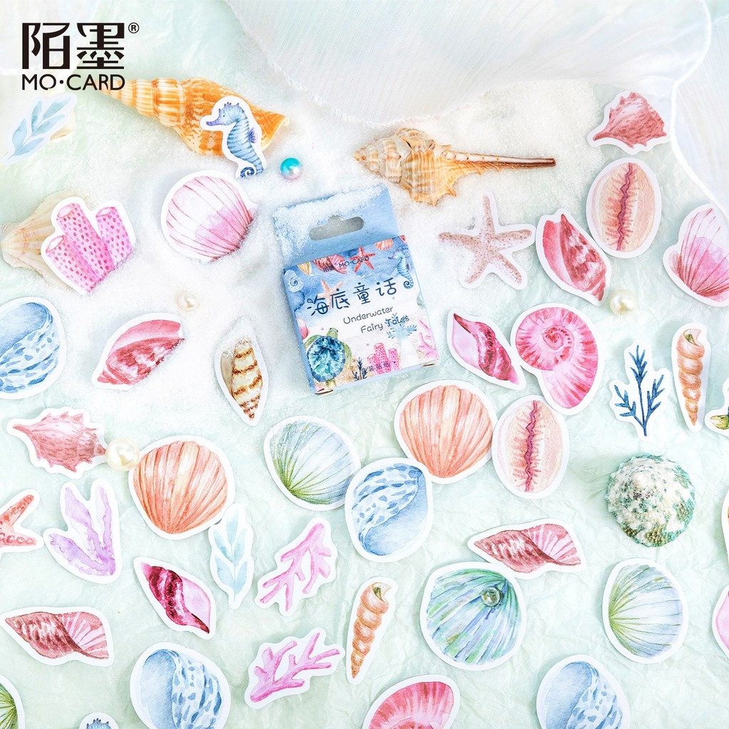 

46 Pcs/box Sea Shell Aesthetic Diary Travel Paper Junk Journal Stickers Scrapbooking Stationery Sticker Flakes Art Supplies