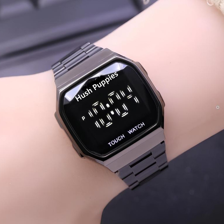 Jam tangan wanita hush puppies rantai stainless steel led digital touch watch water resistant Best S