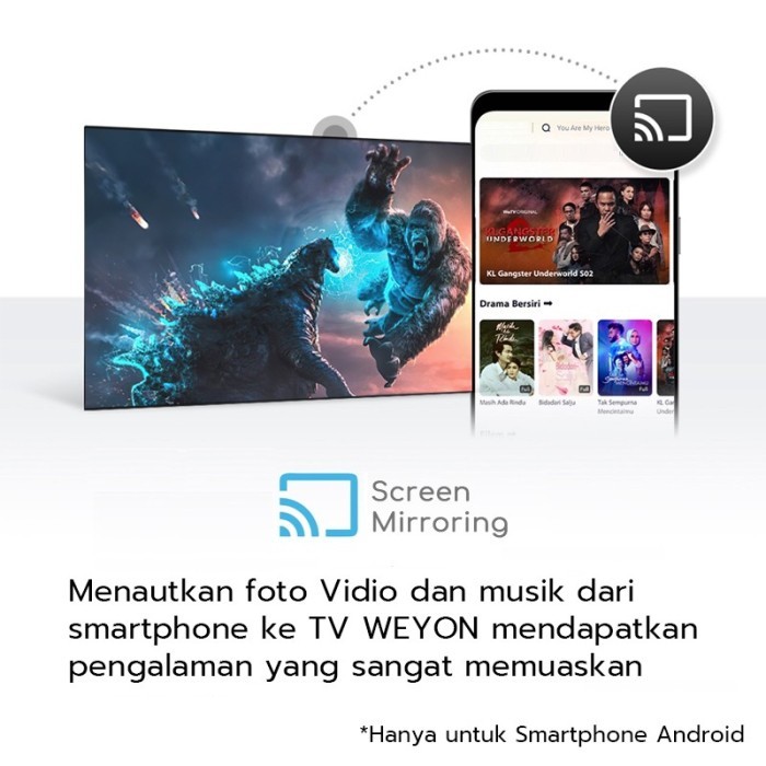 WEYON 50/65 Inch 4K UHD Android 11.0 LED Smart TV Bluetooth - ANDROID 50INCH