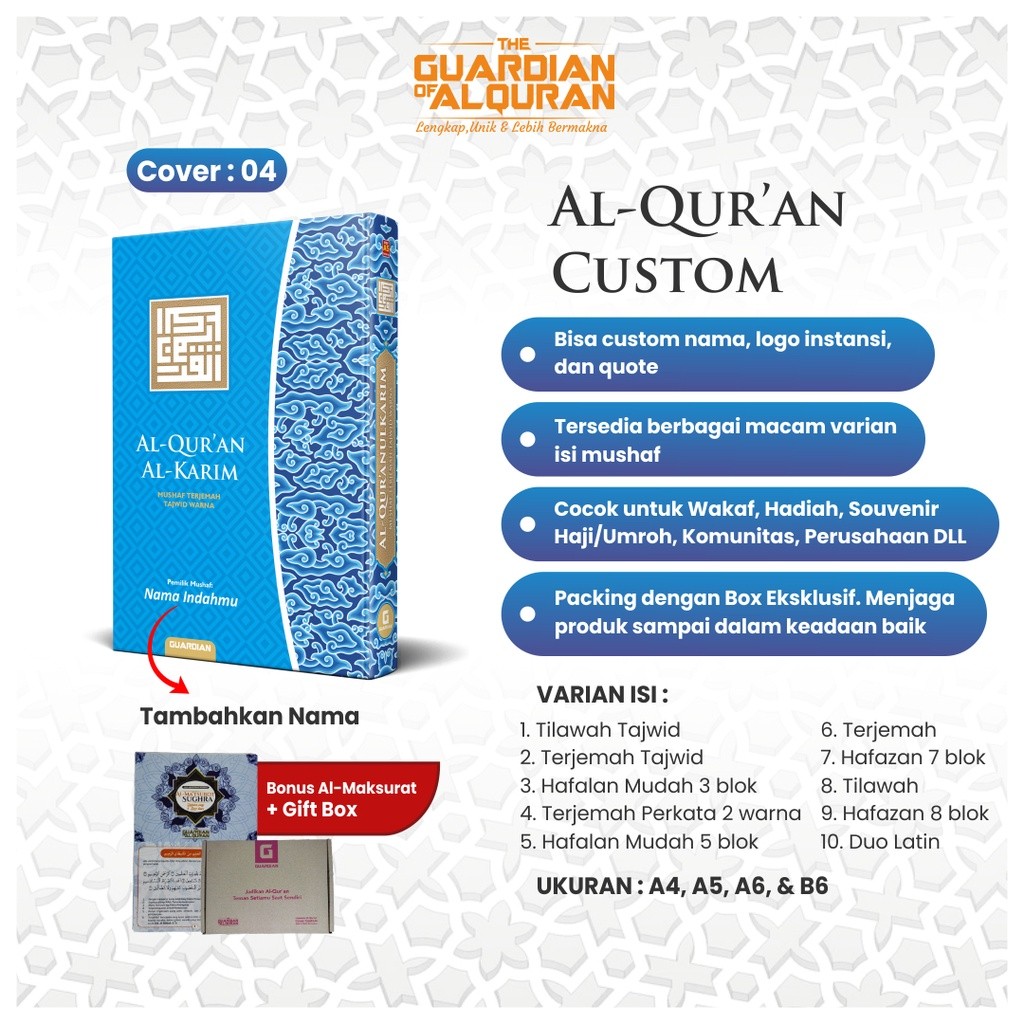 Alquran Quran Al quran Nama Sendiri Custom Request Mushaf Musaf Tilawah Tajwid Terjemahan Latin Perk