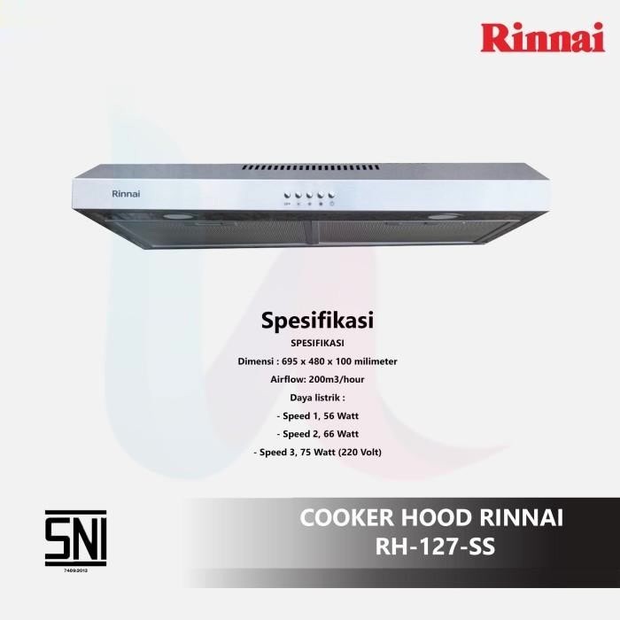 Penyedot Asap Dapur RH-127SS RH 127 SS Cooker Hood Stainless Steel Exhaust Hexos Rinnai
