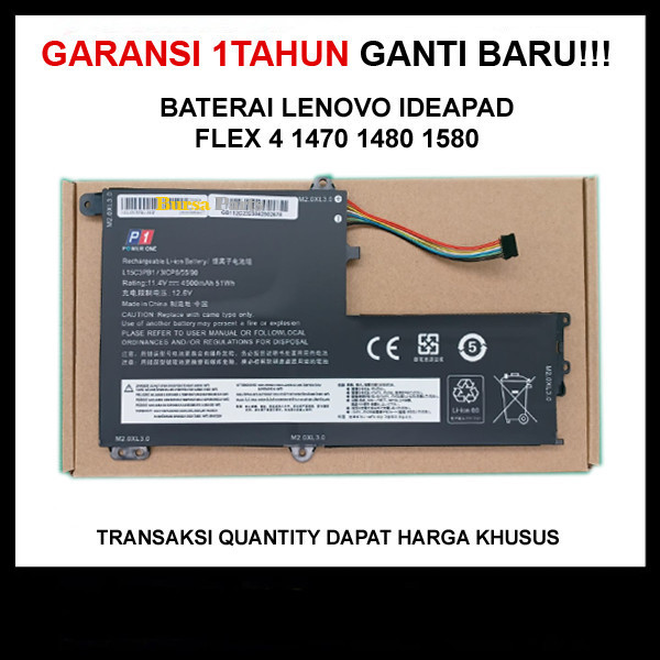 BATERAI LENOVO Ideapad FLEX 4 1480 1580 1470 YOGA 510 .