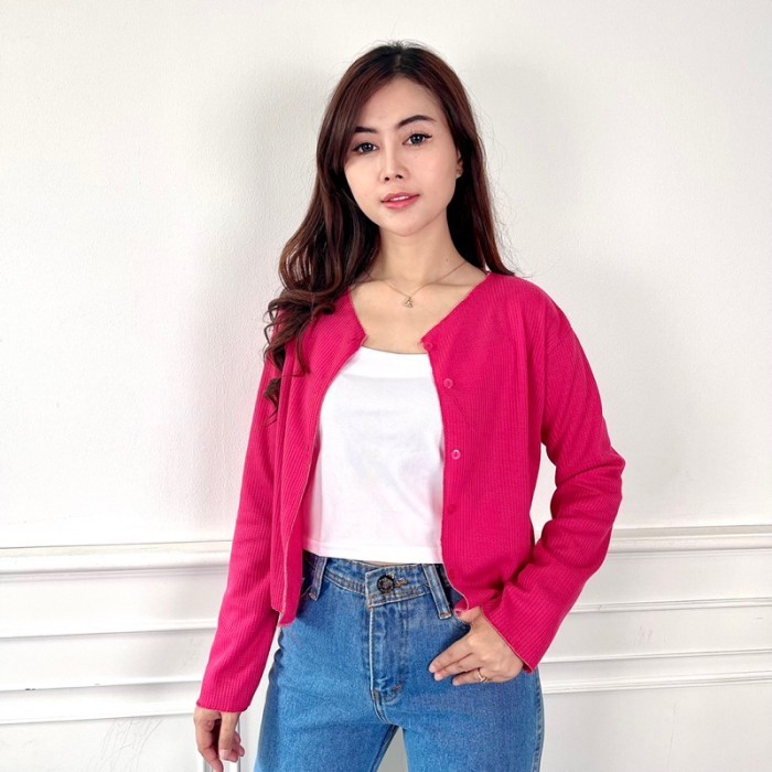 Cardigan Kancing Wanita Bahan Rajut RIB Premium Cardigan Kancing Lengan Panjang