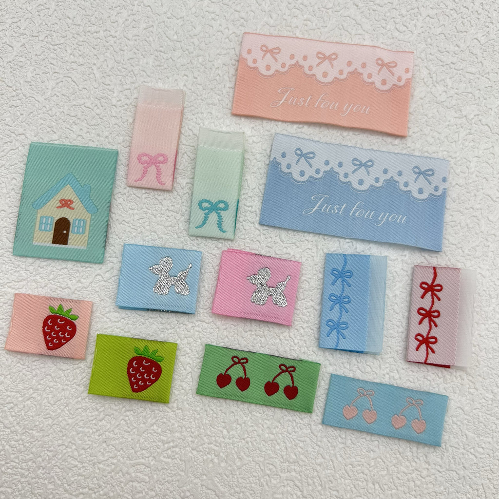 

bow small side label handmade cloth half fold label sewing DIY accessories weaving label