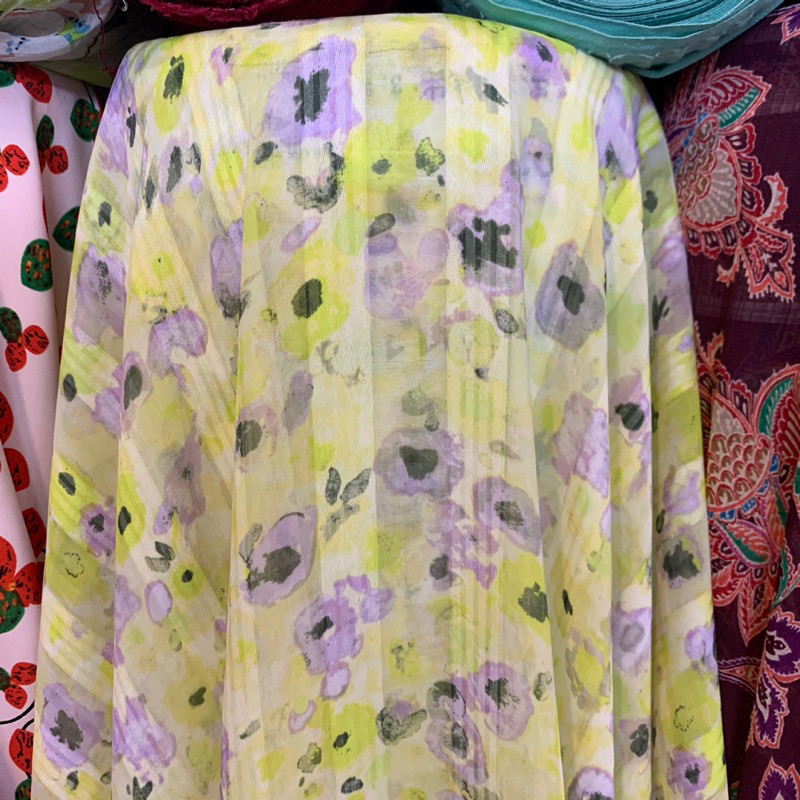 kain organza - kain organdi motif - kain sifon organza motif - kain organdi motif bunga