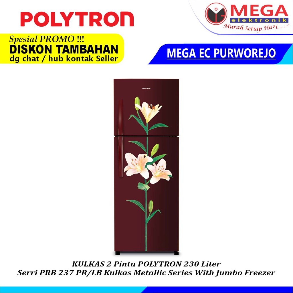 LEMARI ES POLYTRON 2 PINTU PRB-237 / PRB 237 / PRB237 KULKAS MURAH