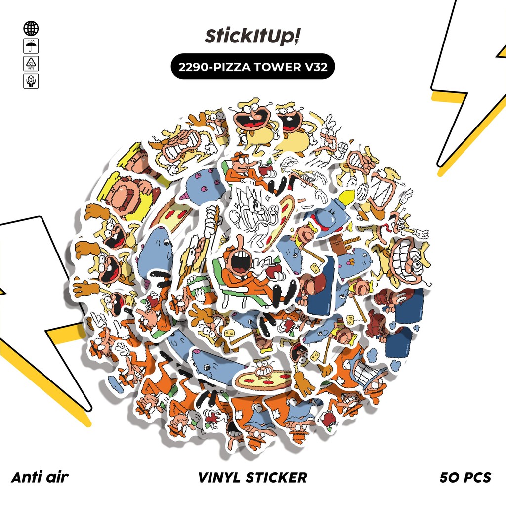

COD✨ 50 Pcs Sticker Pack PIZZA TOWER V32 Lucu Aesthetic Vynil Waterproof untuk Freebies Sticker Buku Journal Casing HP Laptop