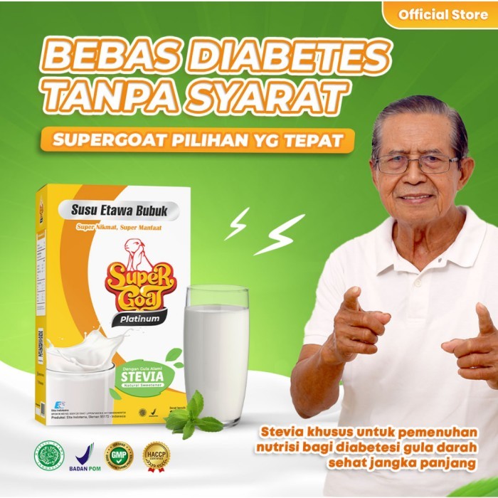 

AD SUPERGOAT Susu Kambing Etawa Premium Khusus Diabetes-Susu Kambing Stevia 200gram Original