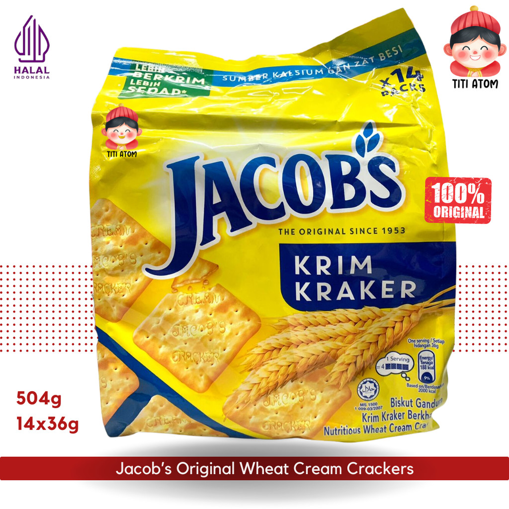 Jacobs Jacob's Original Cream Crackers Biscuit Gandum 504g 14x36g