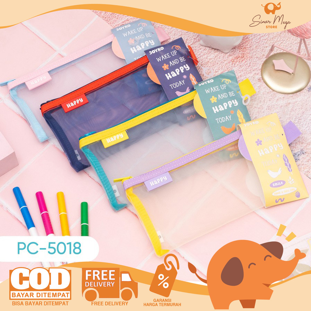 

Joyko Pencil Case PC-5018Happy Color / Tempat Pensil Jaring Murah Berkualitas