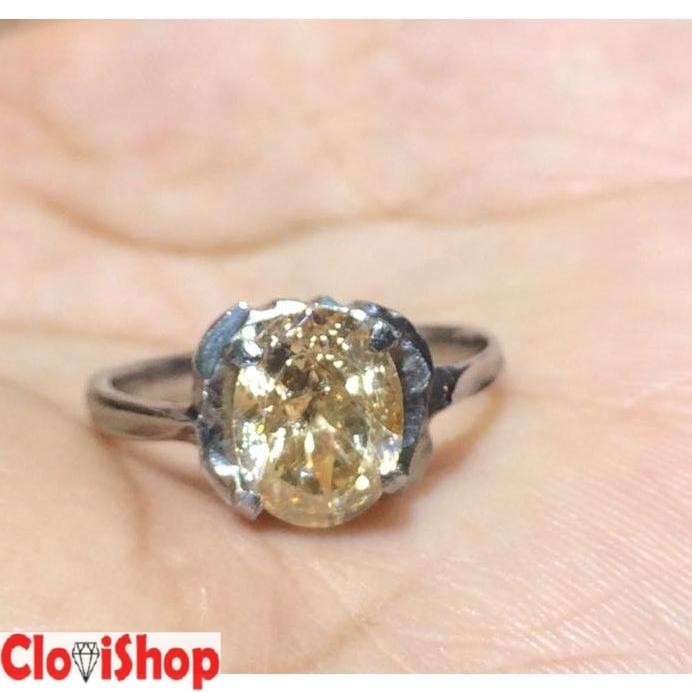 Cincin Titanium Wanita Batu Permata Brown Topaz Small HQ