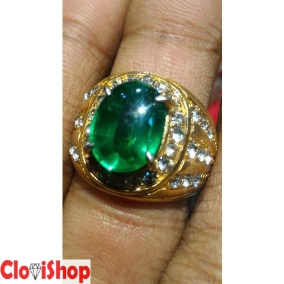 Cincin Titanium Batu Permata Fire Opal/Green Fire Opal HQ