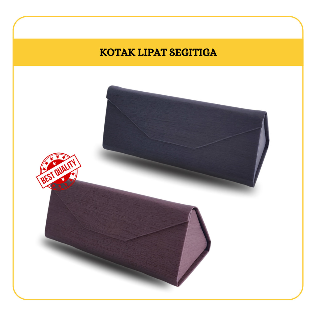 KOTAK KACAMATA LIPAT kulit box kacamata hardcase kacamata lipat segitiga ringan anti pecah  [KLS]