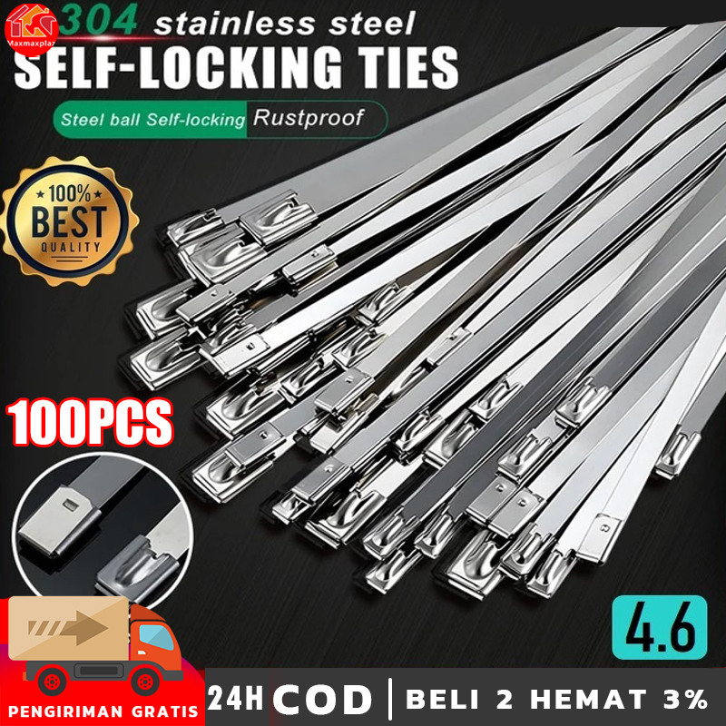 

100pcs Kabel Ties Stainless Steel Multifunctional 4.6 x 200mm 100 PCS CABLE TIES BESI TALI 304/Kabel Ties Stainless Tali Besi Anti Karat 304