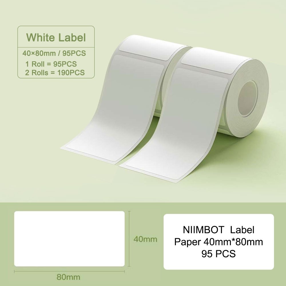 

2Rolls White Square Round Label Paper Self-Adhesive Stickers Thermal Paper For B1/B21/B3S Label Printer Waterproof Label