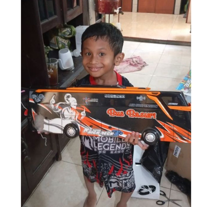 UKURAN JUMBO MAINAN MOBIL BUS BASURI OLENG TELOLET - Fitur Suara & Lampu