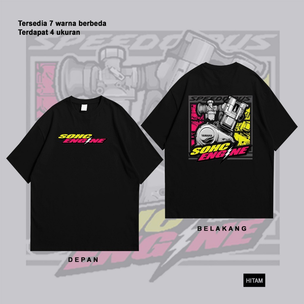 T-Shirt Kaos Racing Mesin Vixion SOHC Engine - Baju Herex Gambar Tangki Mesin CB Tiger GL Megapro Gr