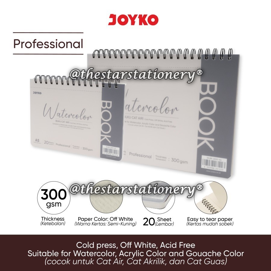

(1 Biji) Sketch Book Joyko WLBK-2600 300g 20 Lembar / Watercolor Book Buku Cat Air Joyko WLBK-2600