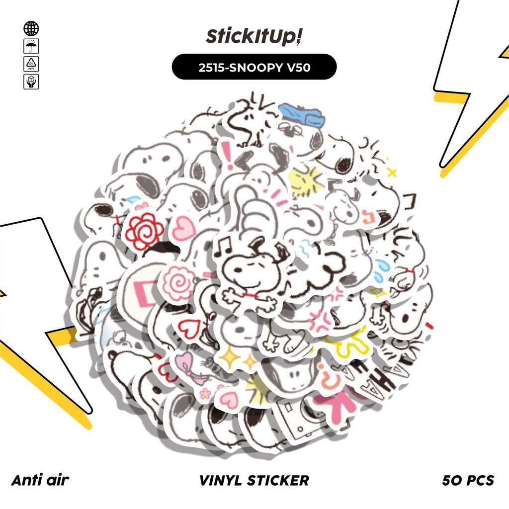 

COD✨ 50 Pcs Stiker Pack SNOOPY V50 Lucu Aesthetic Vynil Waterproof untuk Freebies Sticker Buku Journal Casing HP Laptop