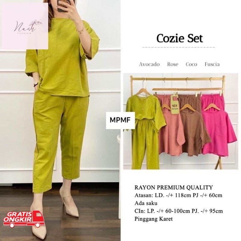 One Set Terbaru / Setelan Wanita Polos Cozie Set | Setelan Wanita Kekinian Rayon Premium
