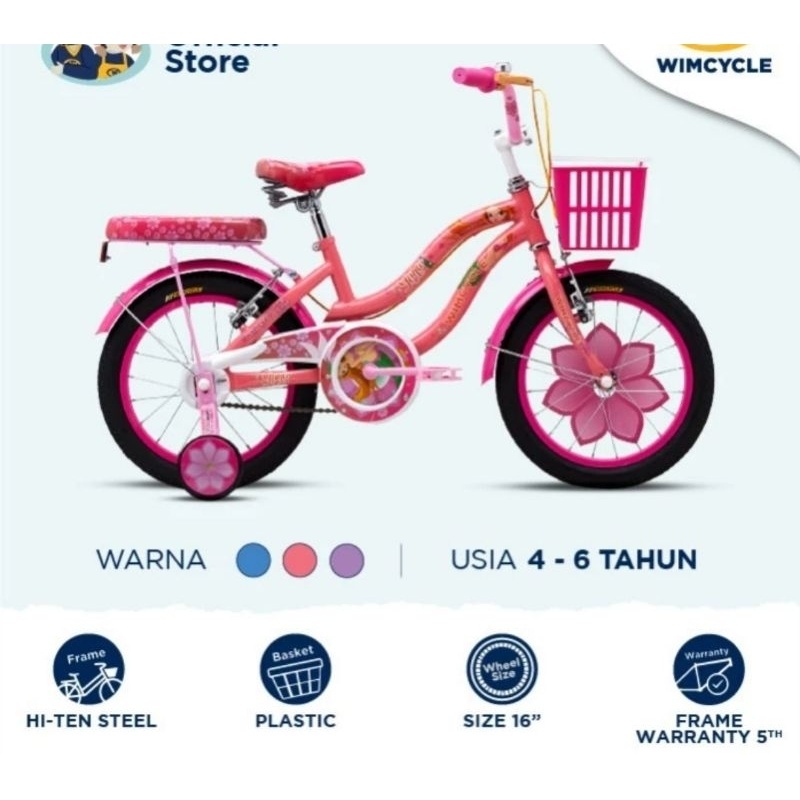 Sepeda mini 16 inch WIMCYCLE YUNA sepeda anak perempuan