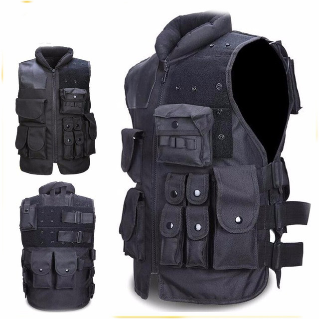 Tactical Vest Cool Mens Hunting Vest Outdoor Black Training Hunting   Vests Men Waistcoat Protective