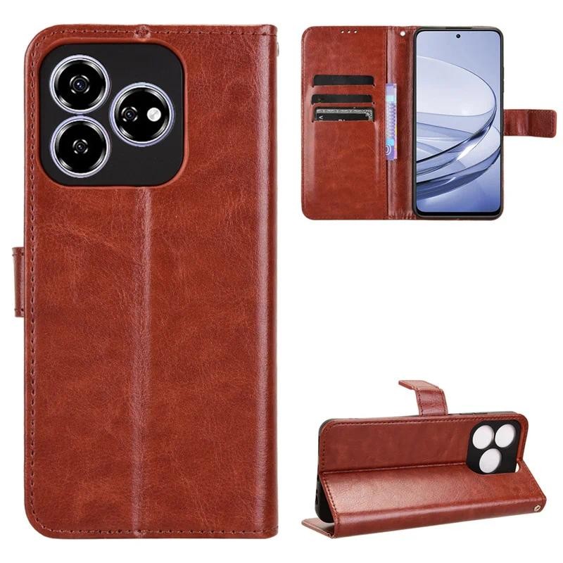 Casing HP ZTE Axon 60 4G Kasus Anak sapi mewah bahan kulit sapi asli Cover Skin Holder Stand untuk Z