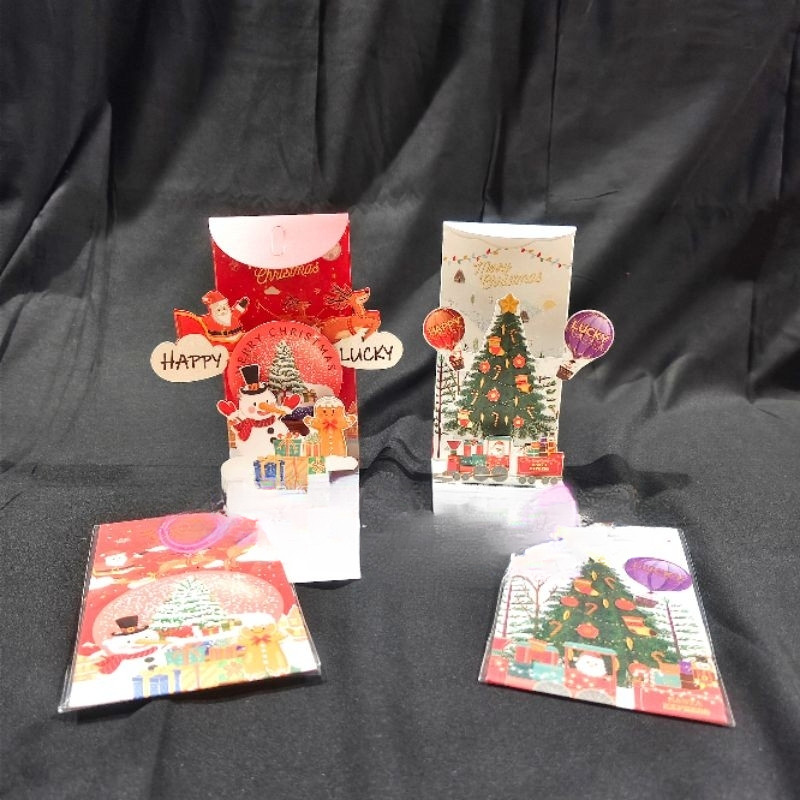 

Hadiah Natal amplop merah pohon Natal manusia salju 3D tiga dimensi kartu ucapan kreatif Malam Natal adalah hadiah kecil yang indah