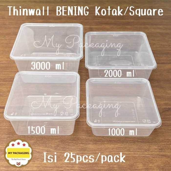 Thinwall KIIP Square 1000ml Kotak - 25 pcs