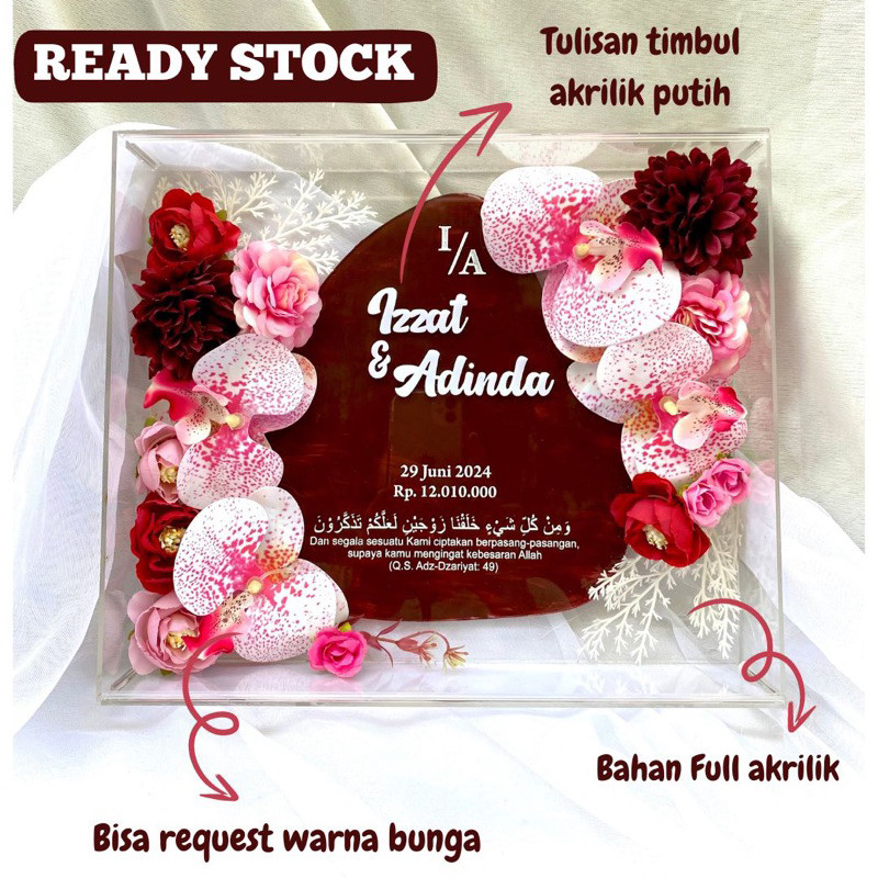 MAHAR UANG TERLARIS Mahar timbul akrilik/ Mahar full akrilik/Mahar anggrek