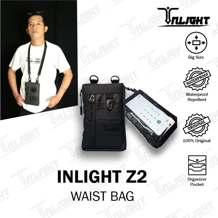 Inlight Z2 Tas HP Gantung Leher Selempang Pria Wanita Dompet Waistbag Kunci Slot Kartu Anti Air