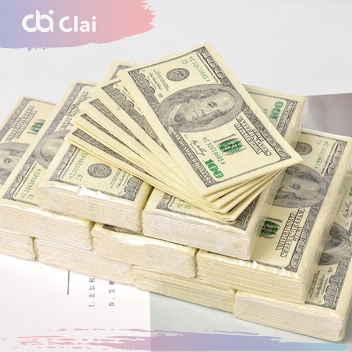 CLAI Tissue Tisu Tissu Lap Napkin Mini Gambar Uang USD 100 Dollar Dolar