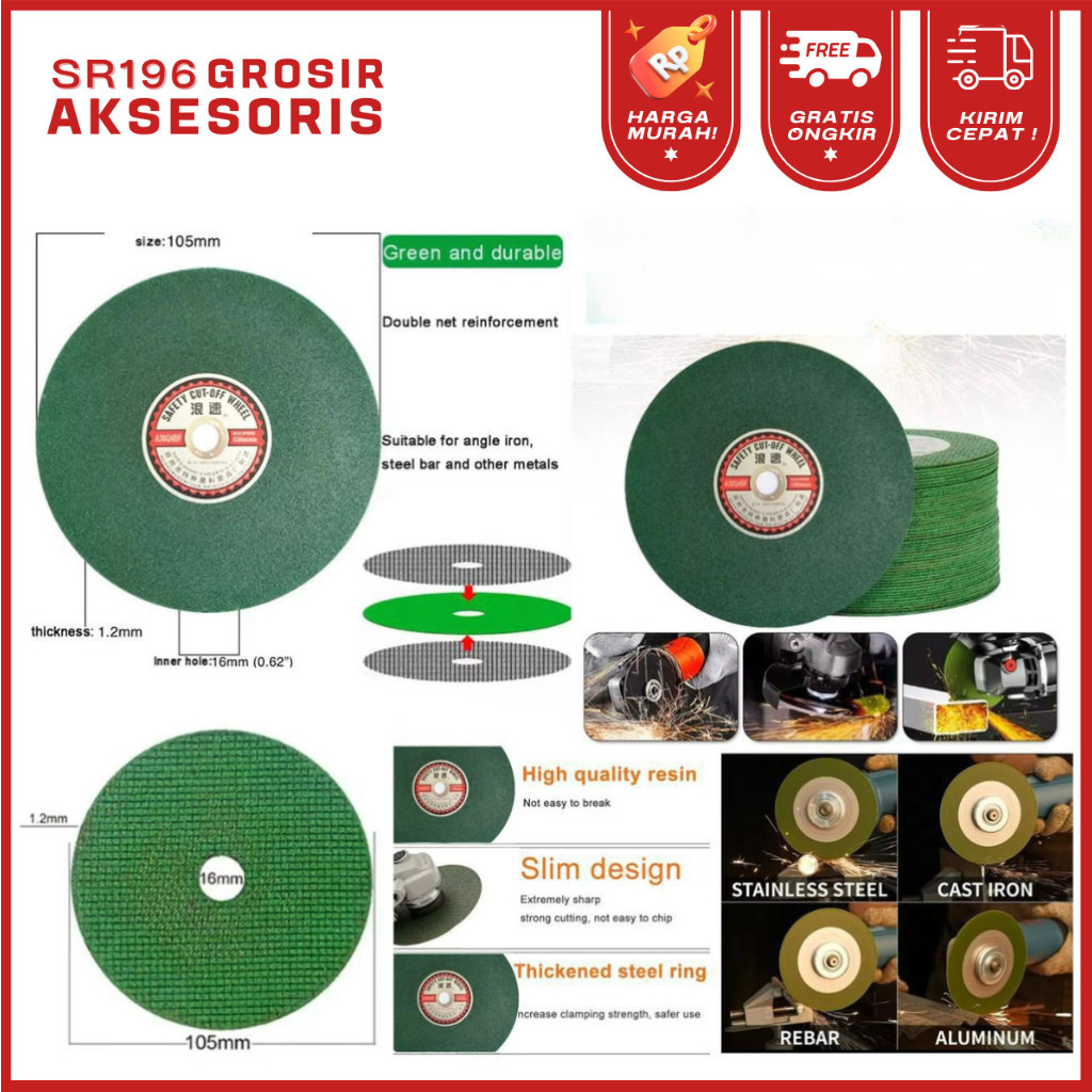 (ATS) Mata Gerinda Batu Pemotong Besi Gerinda Mata Potong Besi Aluminium Steel