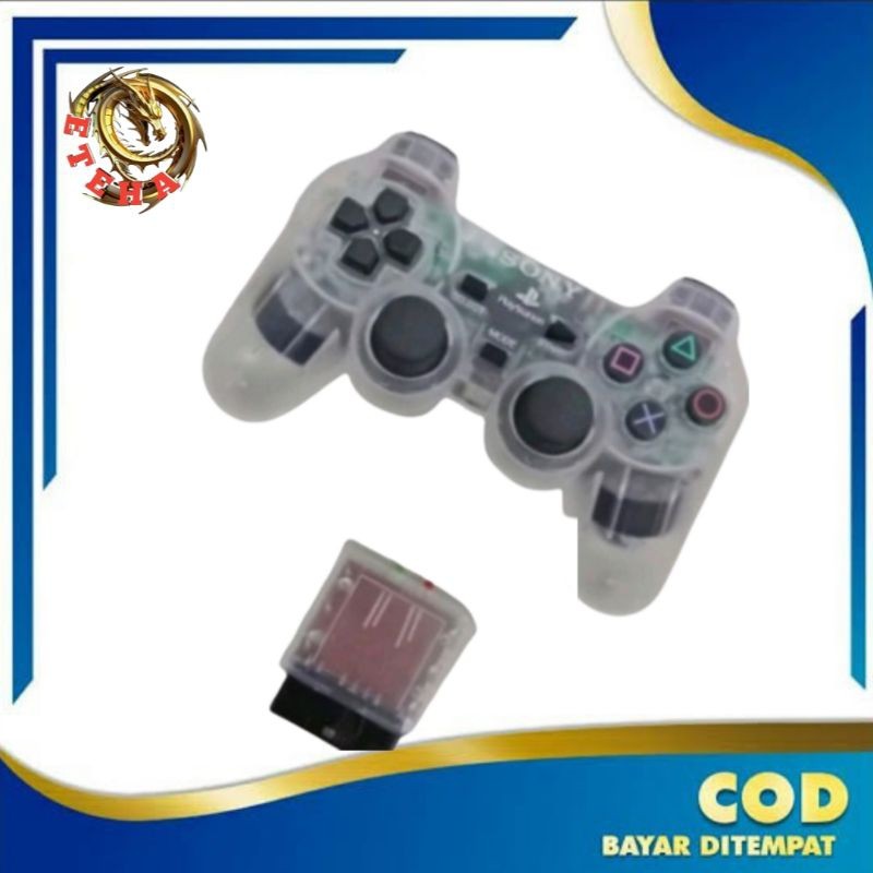 Stik Stick PS2 Wireless Original Pabrik Transparan PutihCO