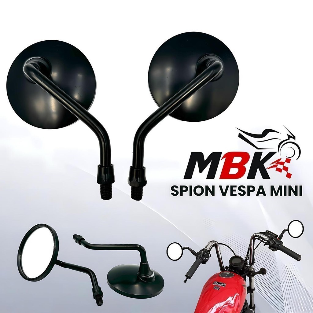 DO Spion CLASSIC BULAT Tangkai Pendek Spion Vespa MINI All Motor Universal