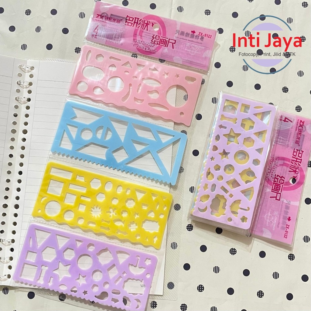 

Penggaris Menggambar/ Cetakan Gambar Bentuk/ Mistar isi 4