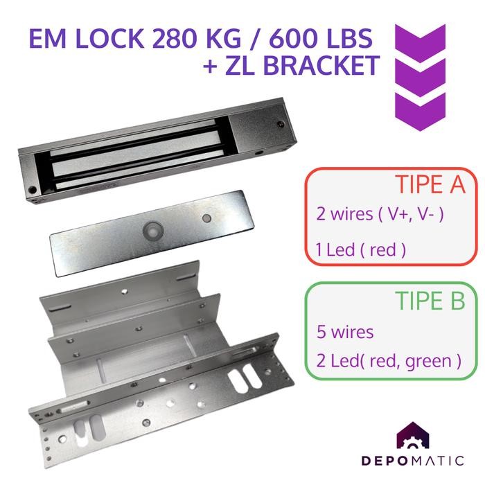 

Promo EM lock emlock Magnet Lock Door 280 kg / 600 lbs with Bracket ZL - TIPE A Terlaris