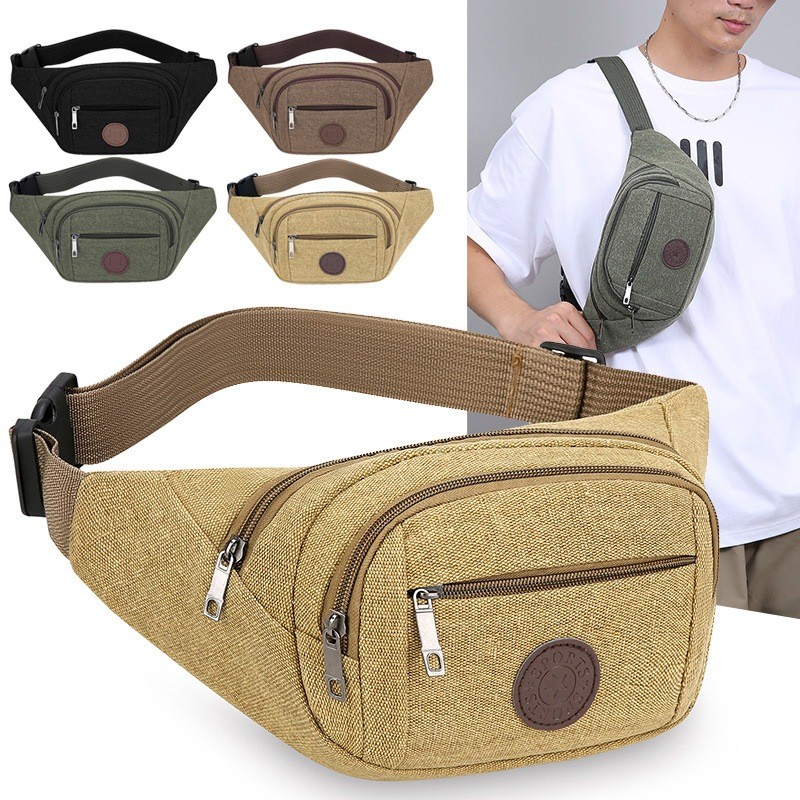 Tas Pinggang kanvas pria Waistbag Pria Kanvas Tas Selpang Pria Tas Slingbag kanvas Pria